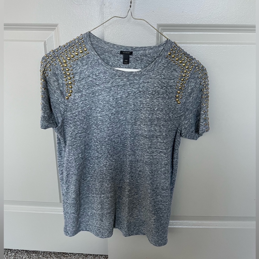 JCrew Studded Shoulder Tee